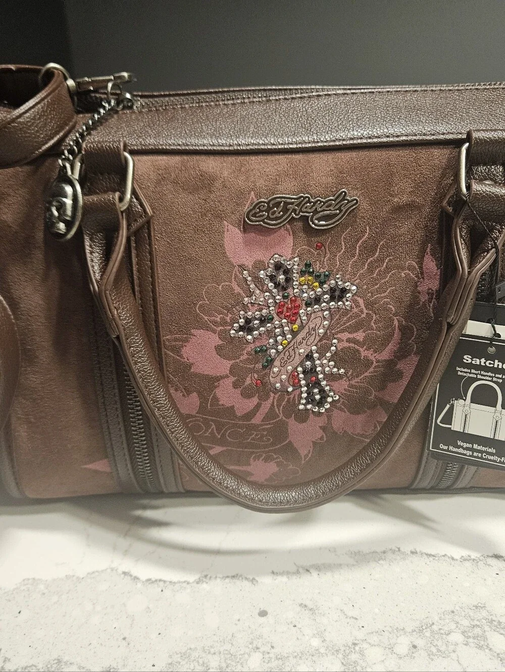 NEW Ed Hardy & Beyonce brown satchel - RARE FIND